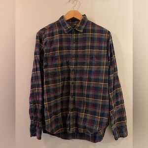 J. Crew Men's Plaid Shirt - Navy and Mustard